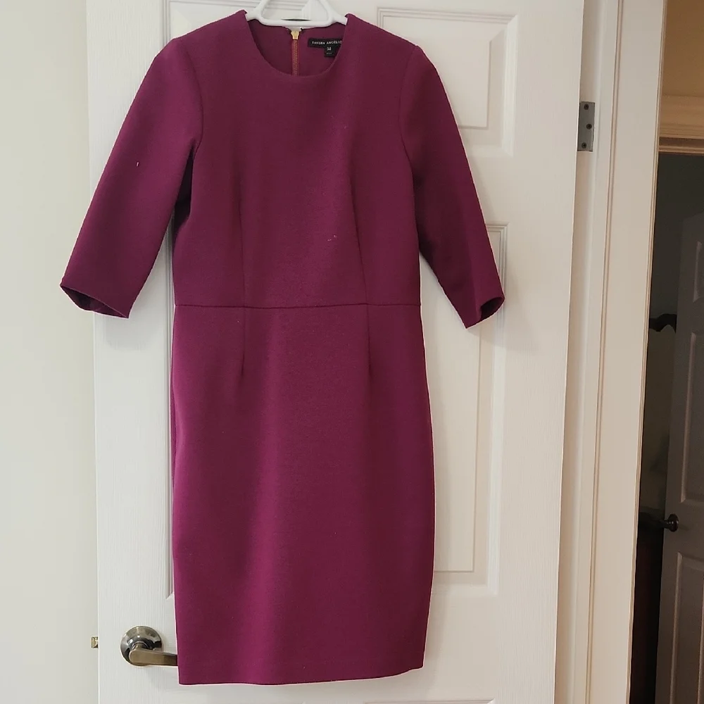SANDRA angiolozzi Magenta Sheath Dress with Knee-Length and 3/4 Sleeves - Picture 1 of 4